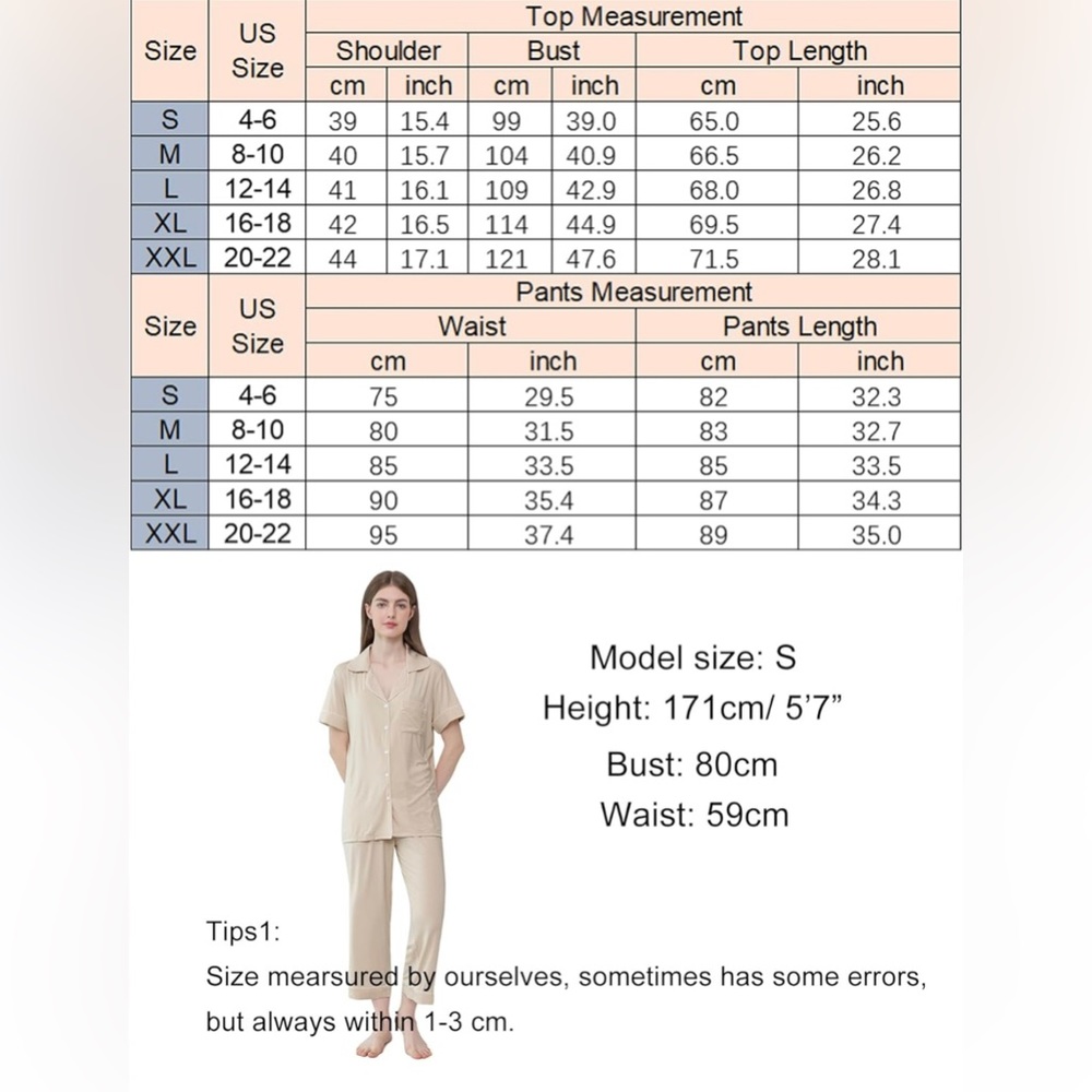 NWT Joyaria Women’s Super soft Button Down Pajamas Long Sleeve Set/Size Medium - Picture 8 of 8